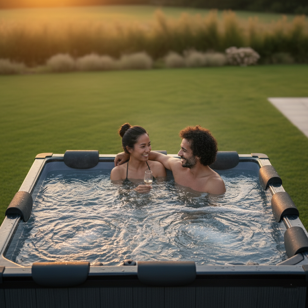Adriatic | 6 Person Square Aluminium Frame Hot Tub | Black Wood | ETL