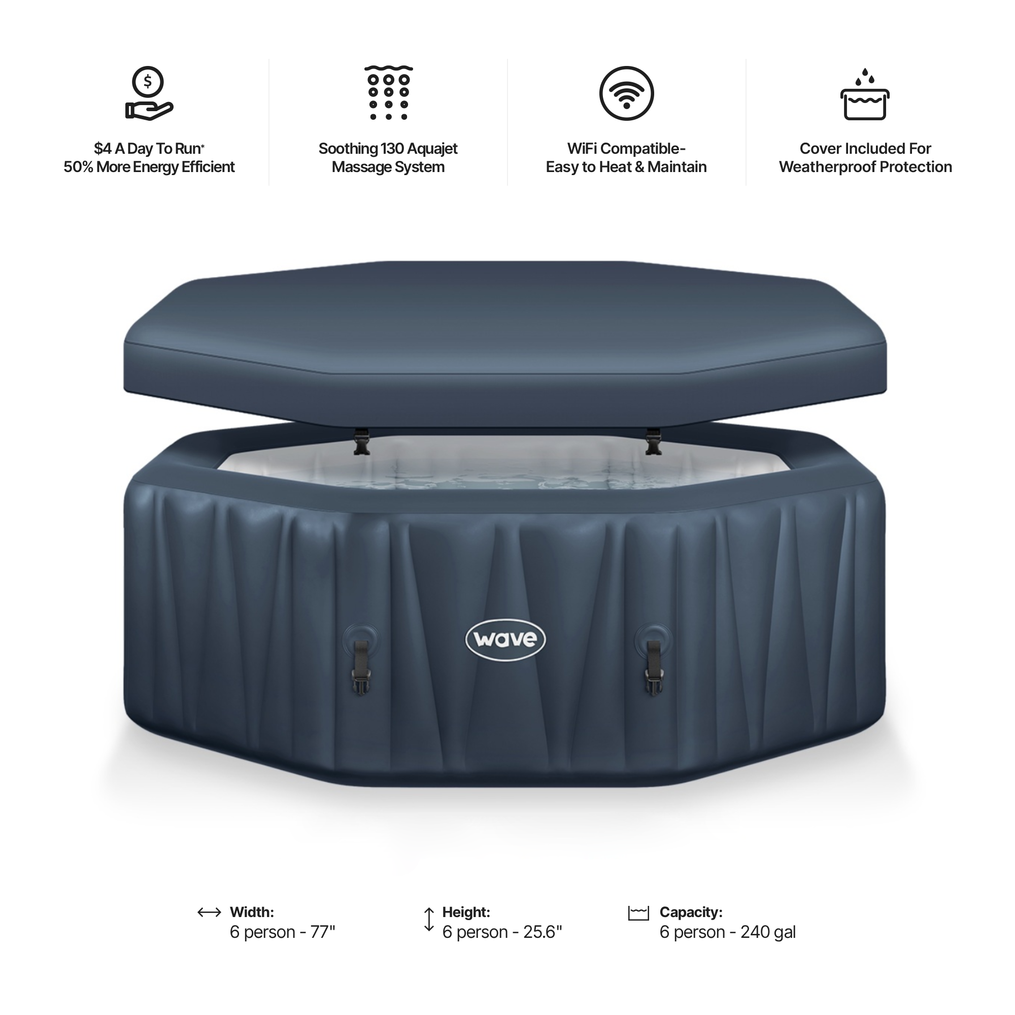Aegean | 6-Person Inflatable Hot Tub | Integrated Heater | ETL