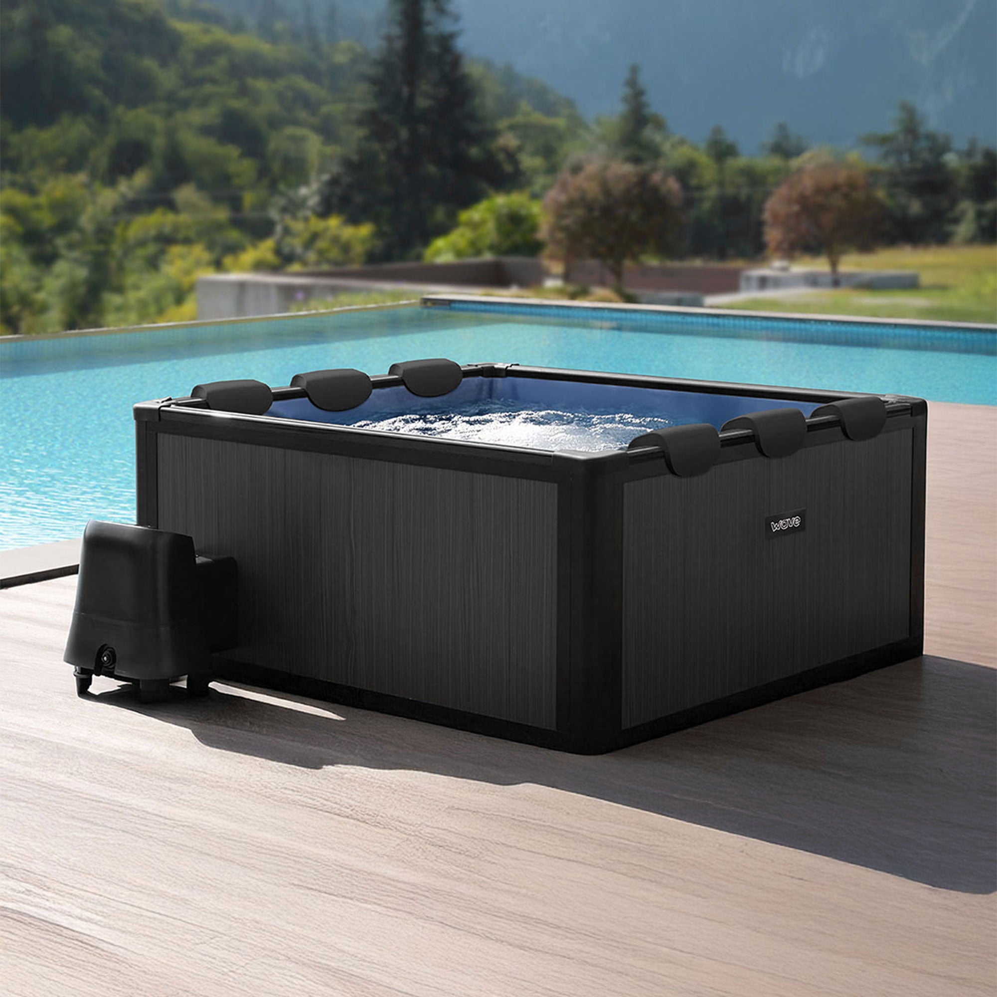 Adriatic | 6 Person Square Aluminium Frame Hot Tub | Black Wood | ETL