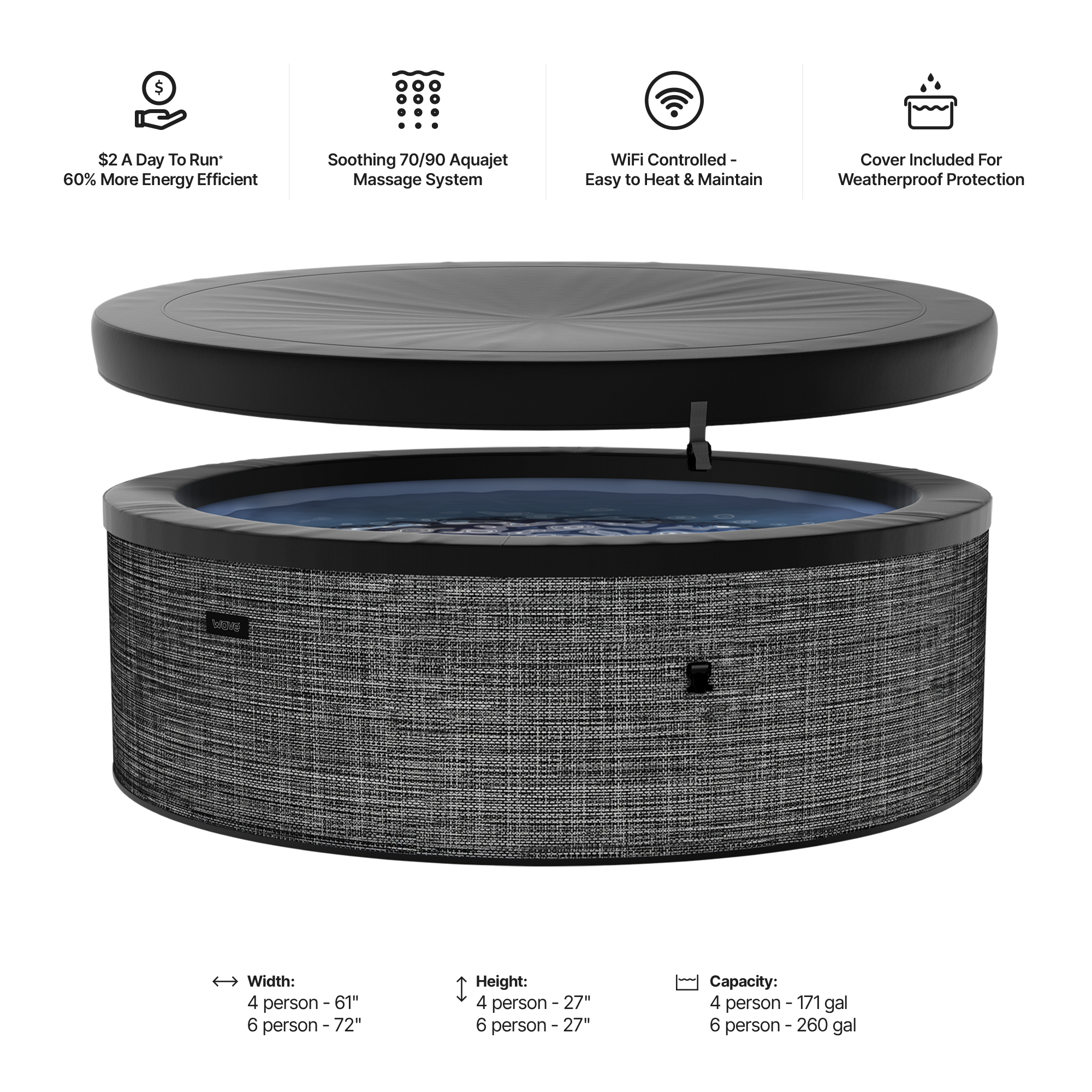 Tahoe | 4/6-Person Eco Foam Hot Tub | Built-In Integrated Heater | ETL