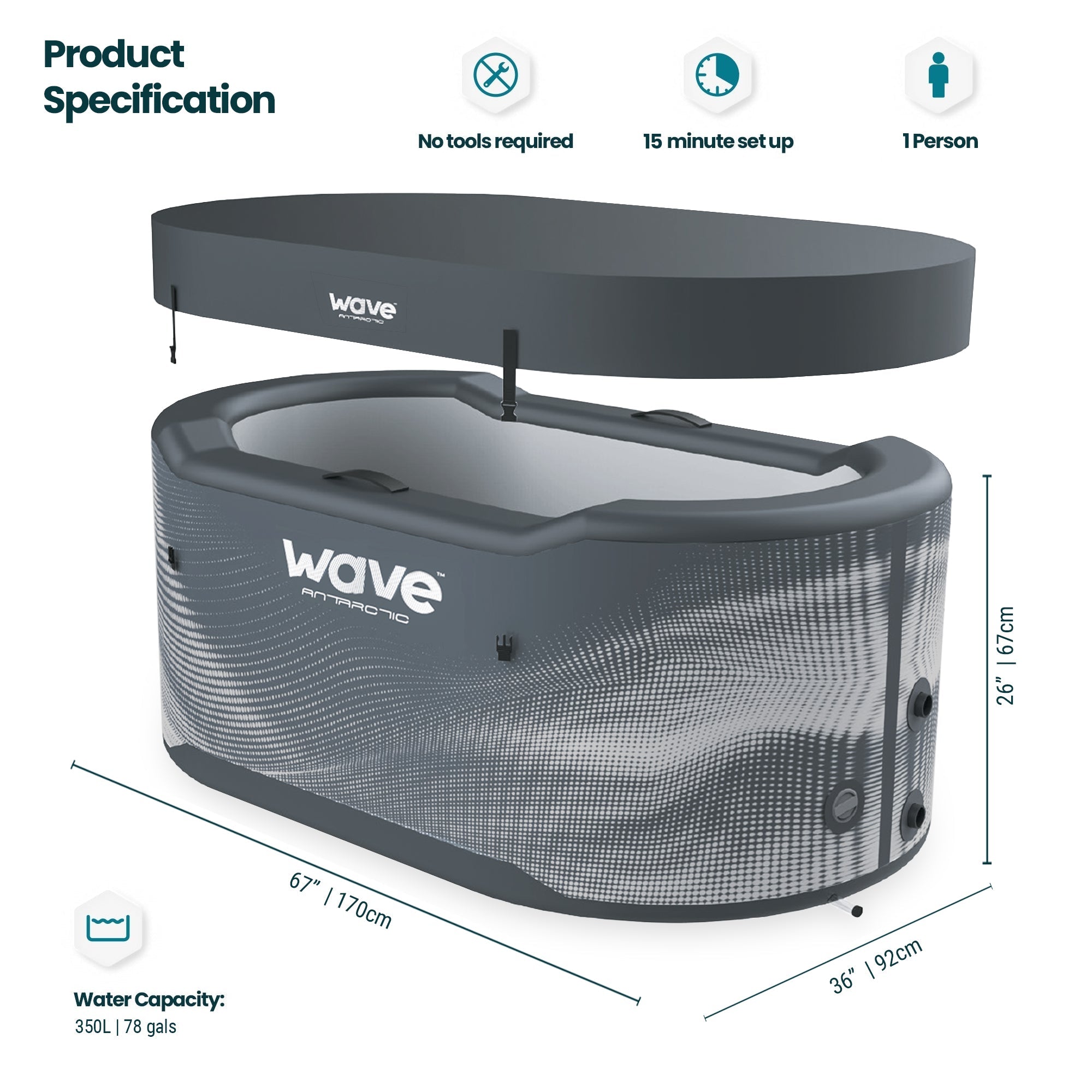 Antarctic | Drop Stitch Ice Bath | Black Ice Bath Wave Spas UK