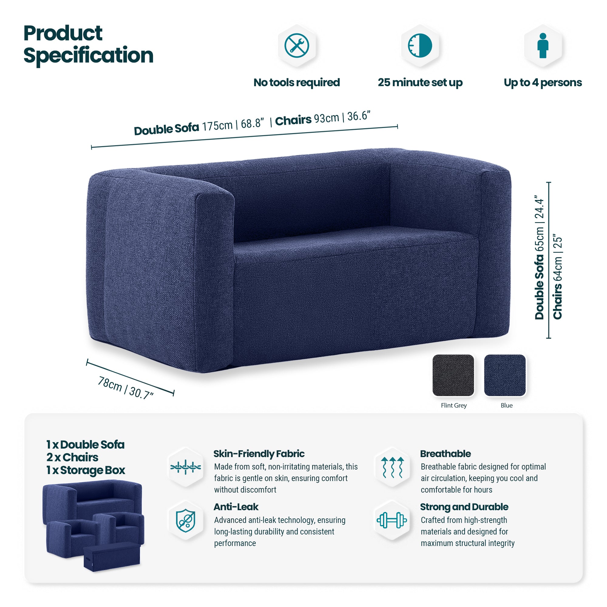 Chair and Double Sofa Set