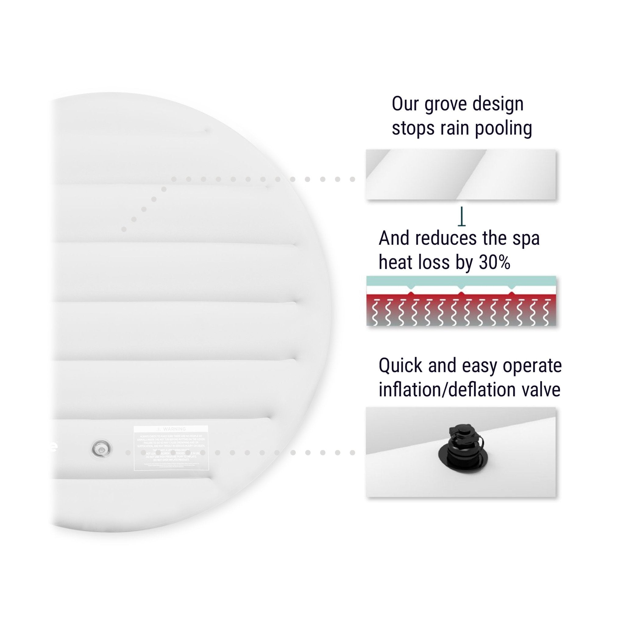 Thermal Efficient Inflatable Cover | Round | White Covers Wave Spas