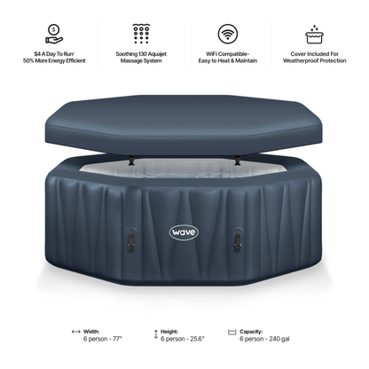 Aegean | 6-Person Inflatable Hot Tub | Integrated Heater | ETL