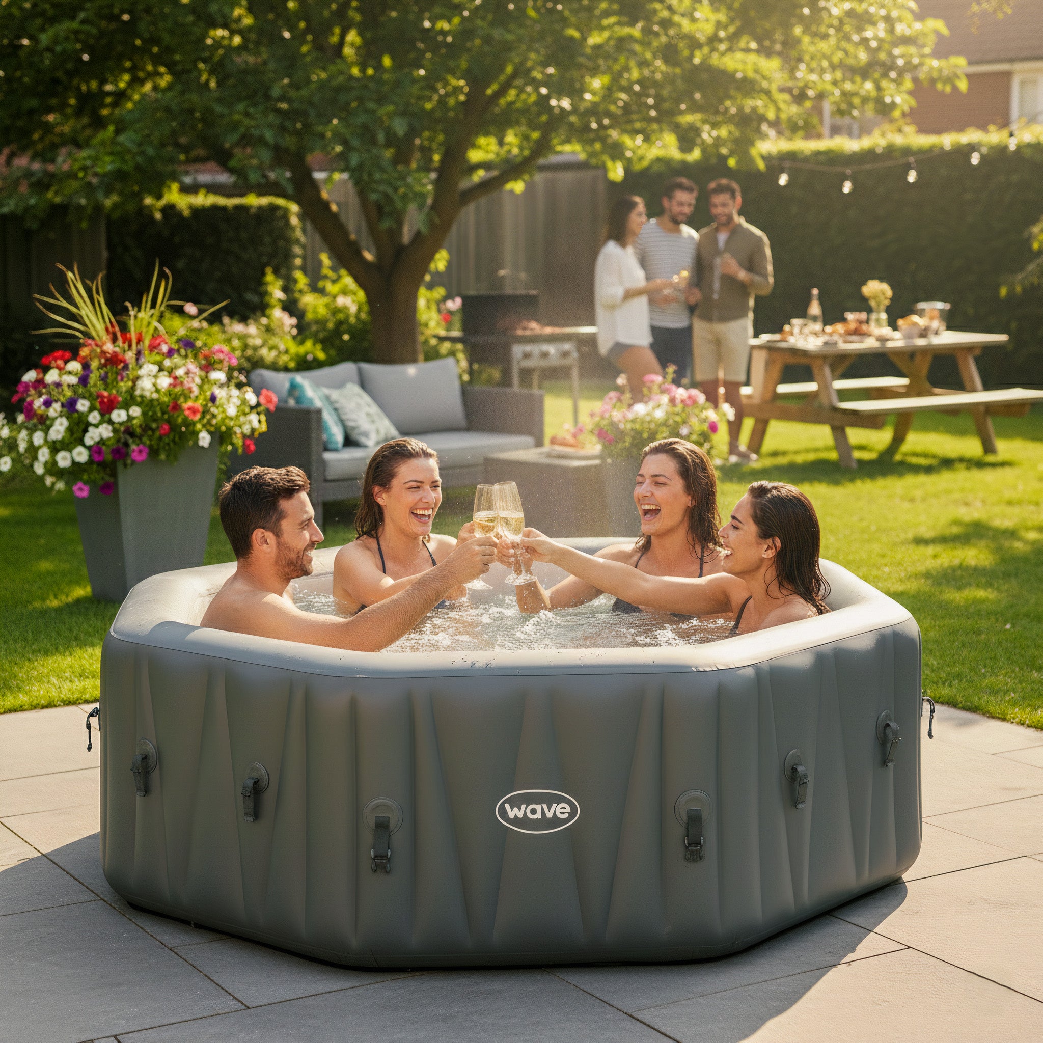 Aegean | 6-Person Inflatable Hot Tub | Built-In Integrated Heater | UKCA