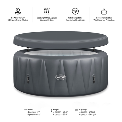 Atlantic | 4/6-Person Inflatable Hot Tub | Integrated Heater | ETL