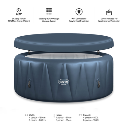 Atlantic | 4/6-Person Inflatable Hot Tub | Built-In Integrated Heater | UKCA