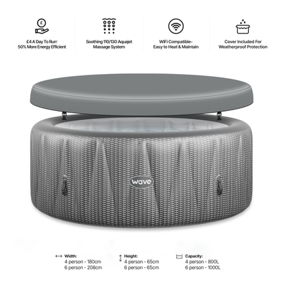 Atlantic | 4/6-Person Inflatable Hot Tub | Built-In Integrated Heater | UKCA