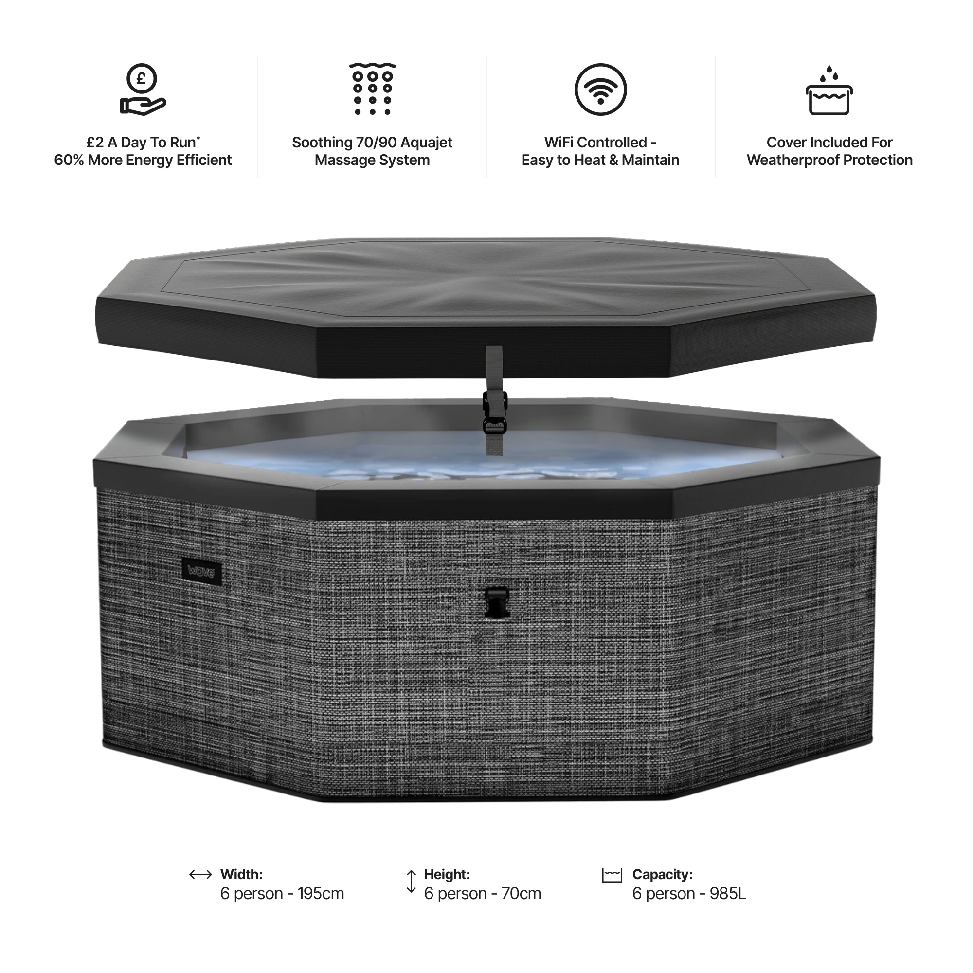 Como | 6-Person Eco Foam Hot Tub | Built-In Integrated Heater | UKCA