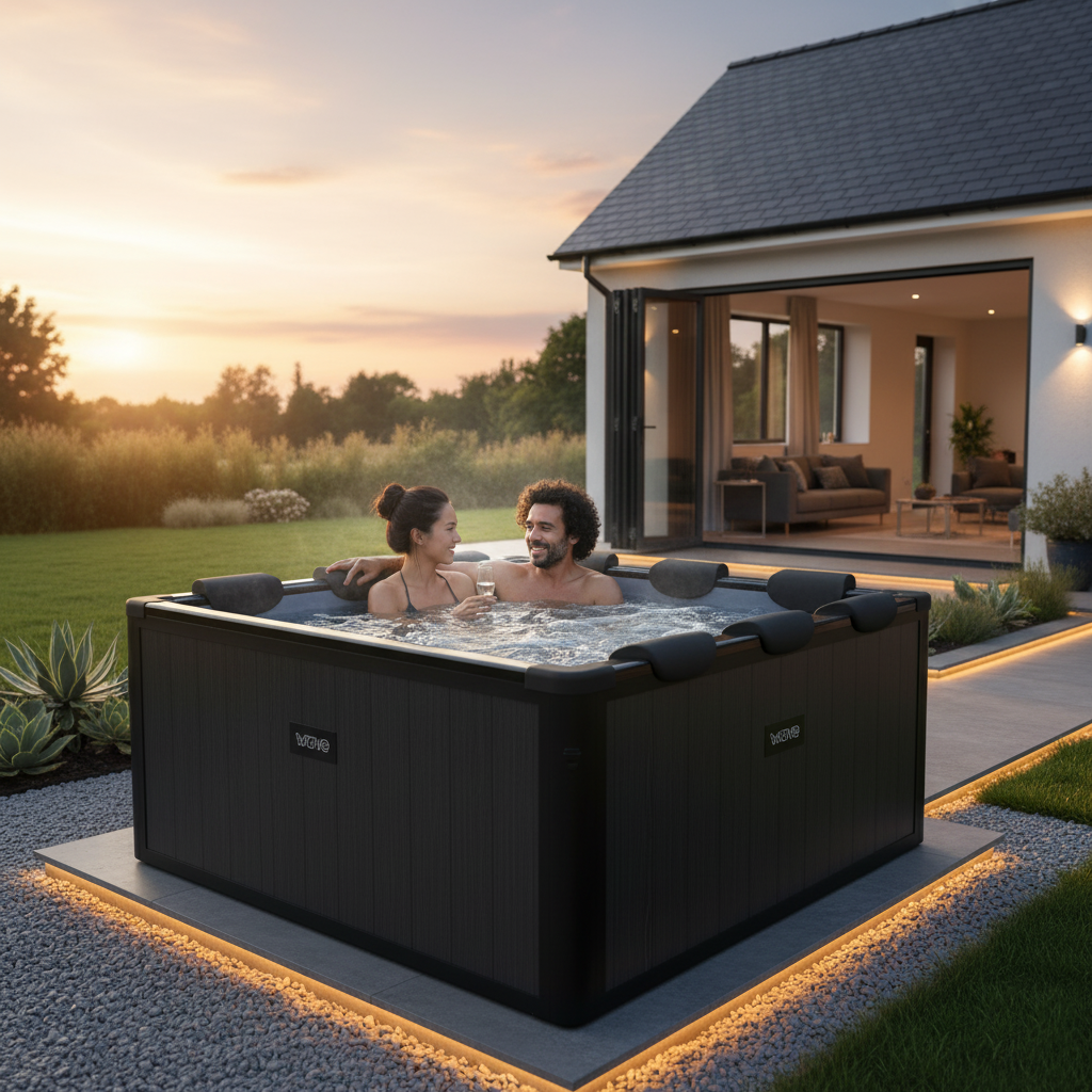 Adriatic | 6 Person Square Aluminium Frame Hot Tub | Black Wood | ETL