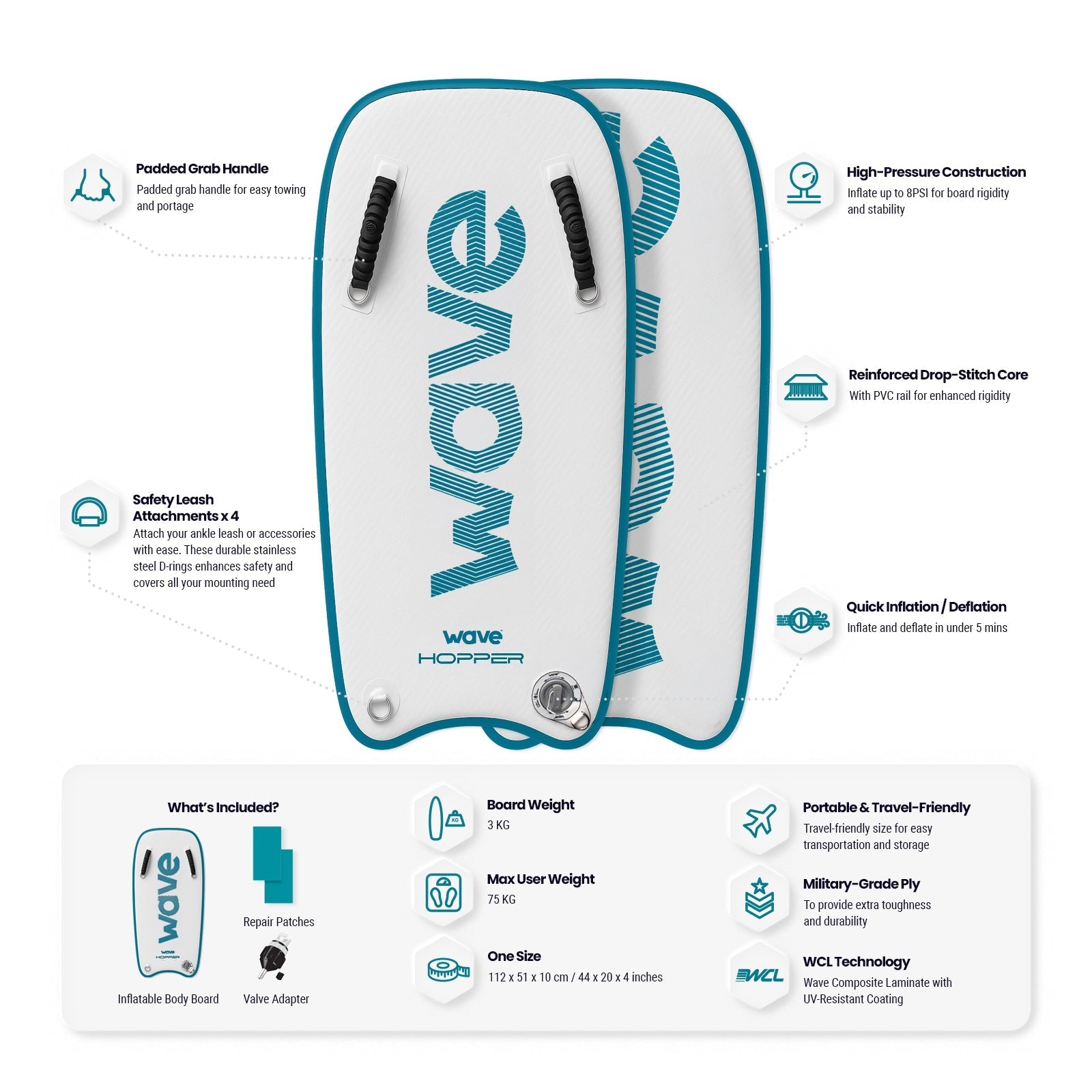 Wave Hopper | Inflatable Body Board Body Board Wave Sups