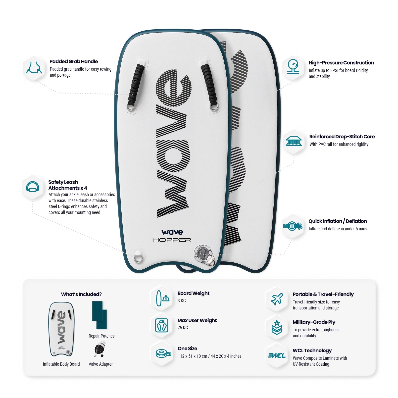 Wave Hopper | Inflatable Body Board Body Board Wave Sups