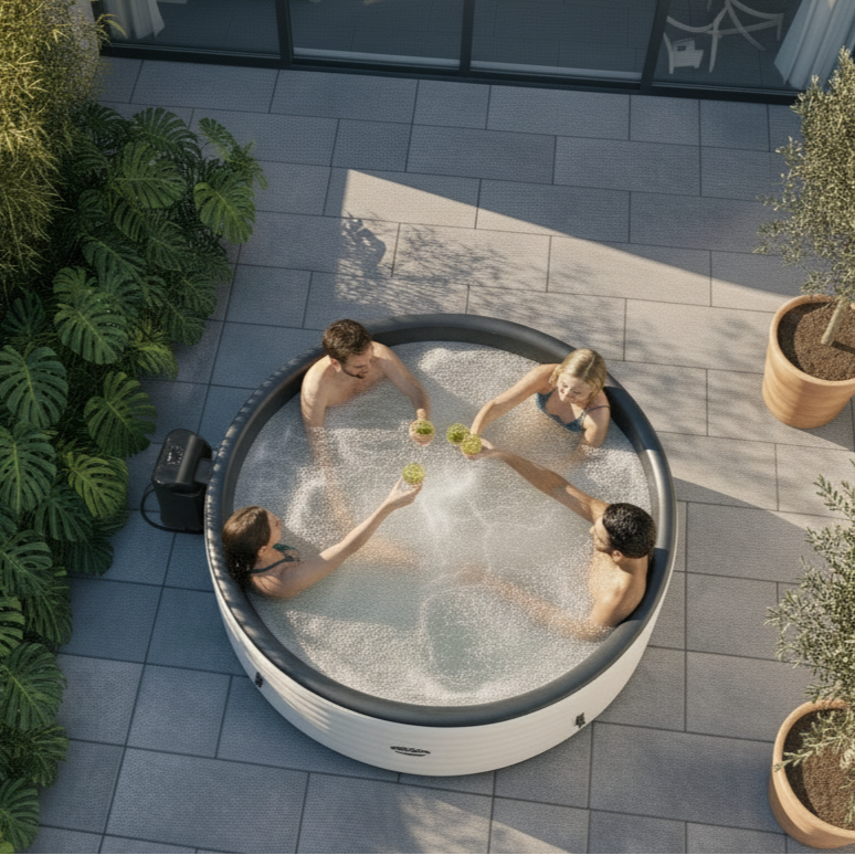 Four people in a hot tub on a patio with plants around


data-contona-source
data-contona-persona
