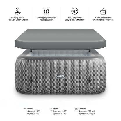 Pacific | 4/6-Person Inflatable Hot Tub | Integrated Heater | ETL