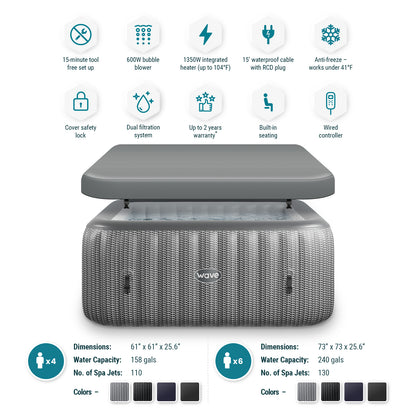 Pacific | 4/6-Person Inflatable Hot Tub | Built-In Integrated Heater | ETL