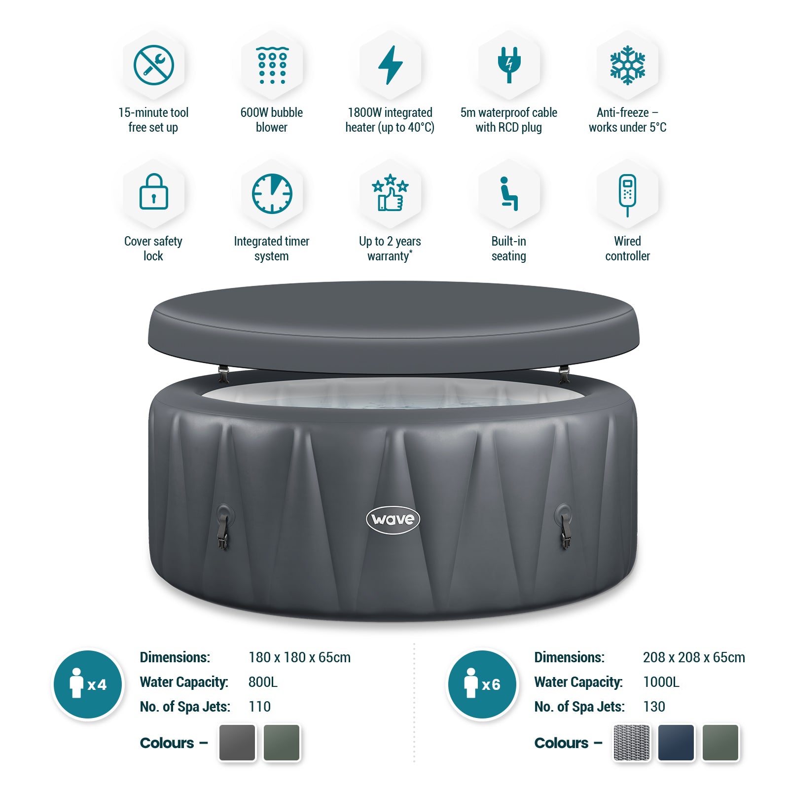 Atlantic | 4-Person Inflatable Hot Tub | Integrated Heater