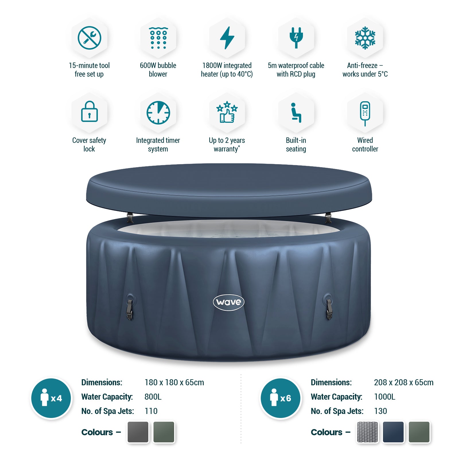 Atlantic | 4-6 Person Inflatable Hot Tub | Integrated Heater