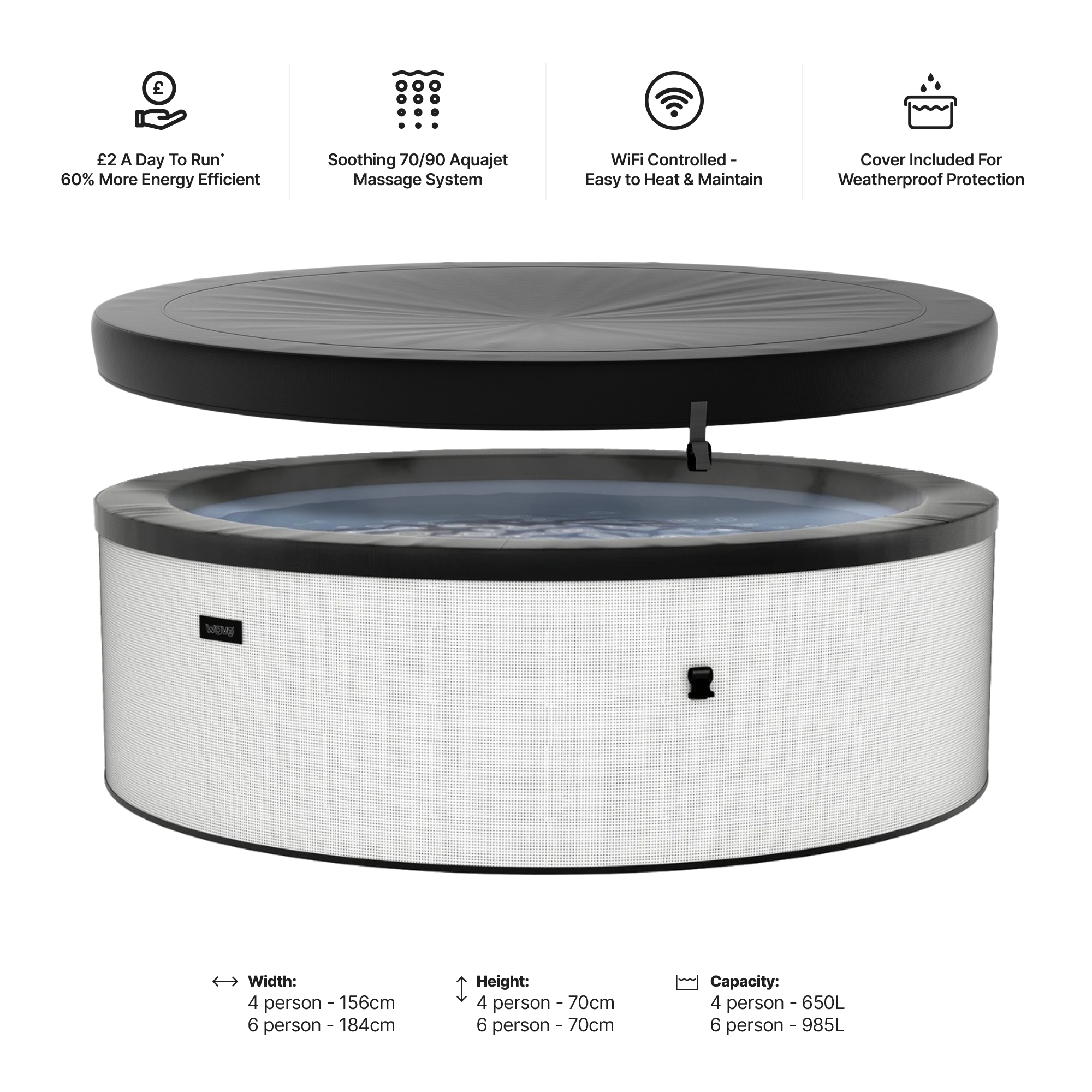 Tahoe | 4/6-Person Eco Foam Hot Tub | Built-In Integrated Heater | UKCA