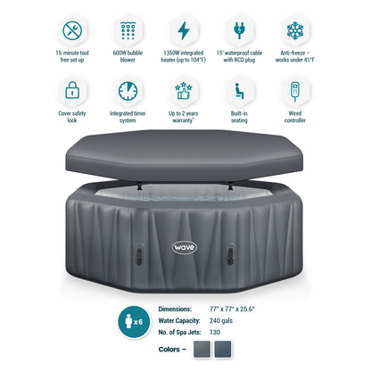 Aegean | 6-Person Inflatable Hot Tub | Built-In Integrated Heater | ETL