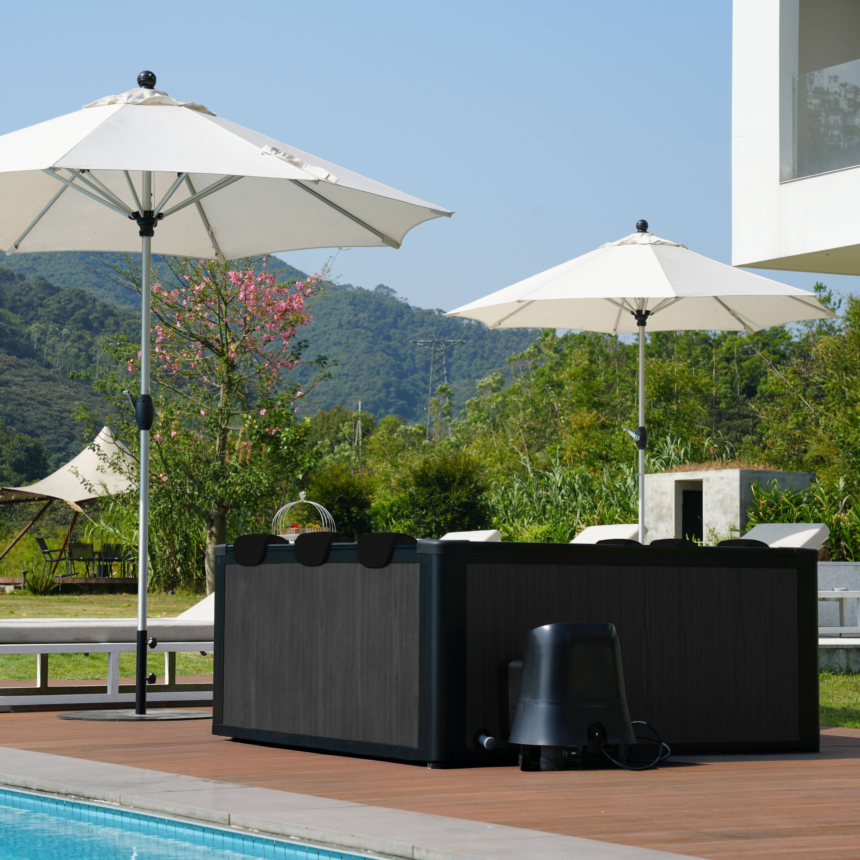 Wave Adriatic | 6 Person Square Aluminium Frame Hot Tub | Black Wood