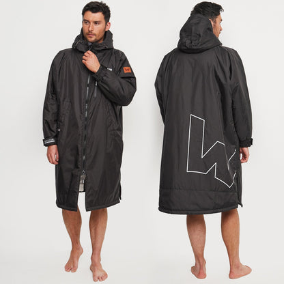 Fleece-Lined Changing Robe | Unisex Robes Wave Sups Black & Grey XS 