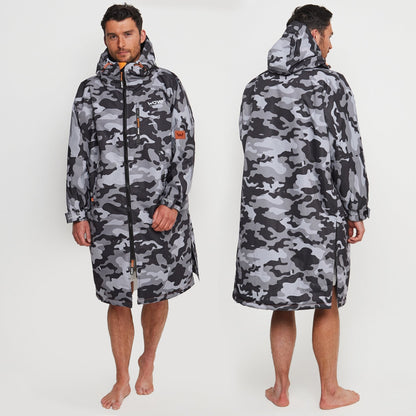 Fleece-Lined Changing Robe | Unisex Robes Wave Sups Grey Camouflage XS