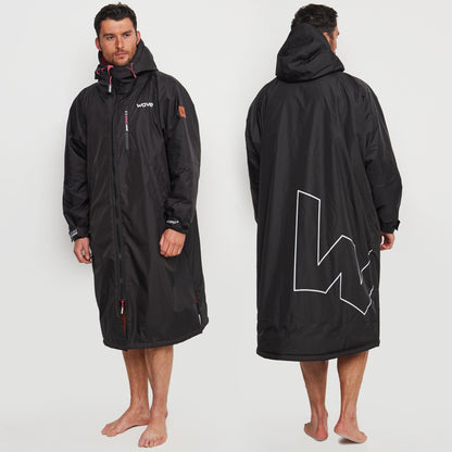 Fleece-Lined Changing Robe | Unisex Robes Wave Sups Black & Pink XS