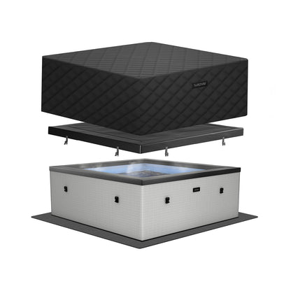 Garda | 4/6-Person Eco Foam Hot Tub | Built-In Integrated Heater Foam Eco Spas Wave Spas Graphite Grey EnergySave Bundle 4 Person | 160x70cm