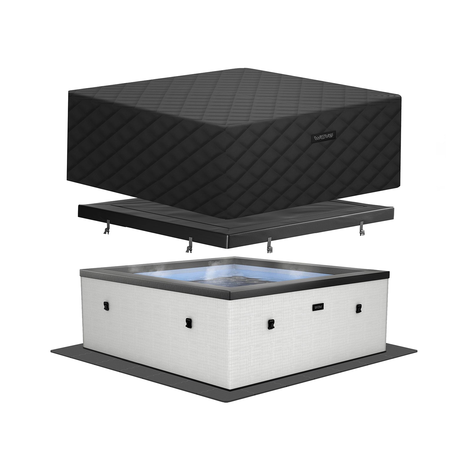 Garda | 4/6-Person Eco Foam Hot Tub | Built-In Integrated Heater Foam Eco Spas Wave Spas Pebble White EnergySave Bundle 4 Person | 160x70cm