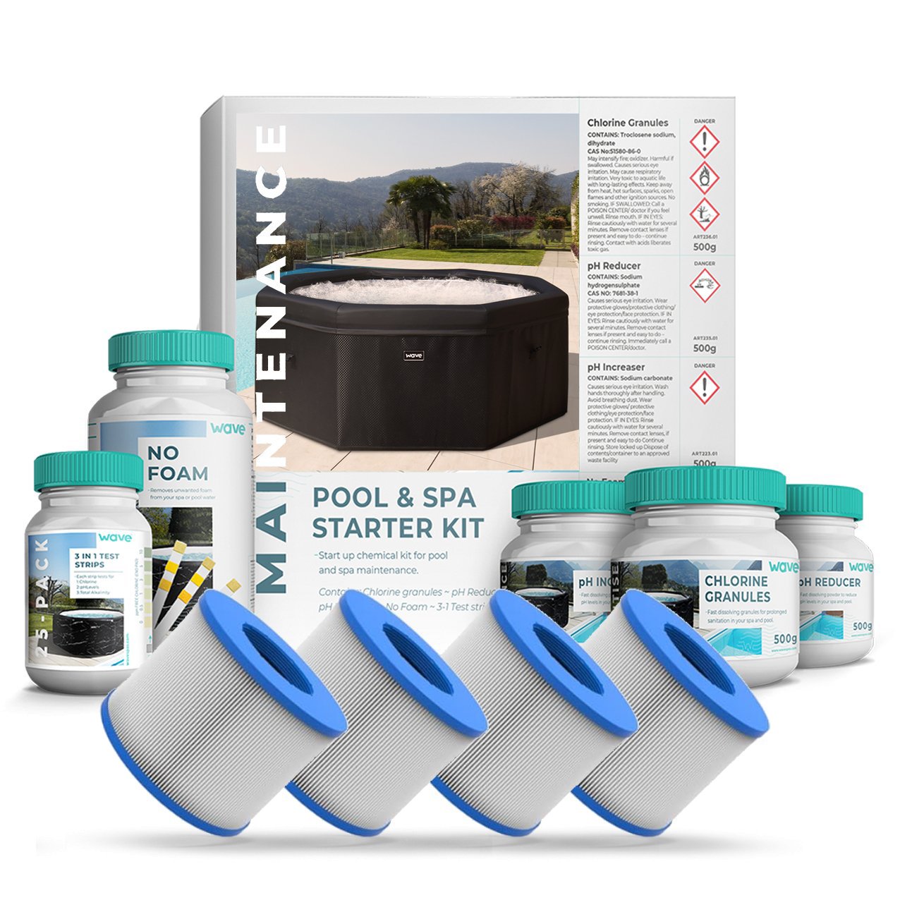 Chemical Starter Kit & Screw-On/ Threaded Filters Chemicals Wave Spas