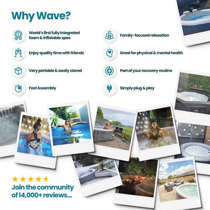 Pacific | 4/6-Person Inflatable Hot Tub | Integrated Heater | Dark Grey - Wave Spas Inflatable, foam Hot Tubs
