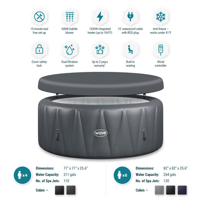 Atlantic | 4/6-Person Inflatable Hot Tub | Built-In Integrated Heater | ETL