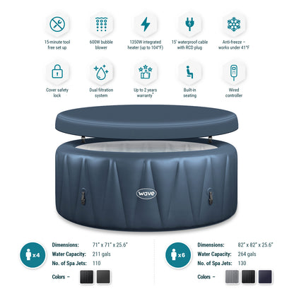Atlantic | 4/6-Person Inflatable Hot Tub | Built-In Integrated Heater | ETL