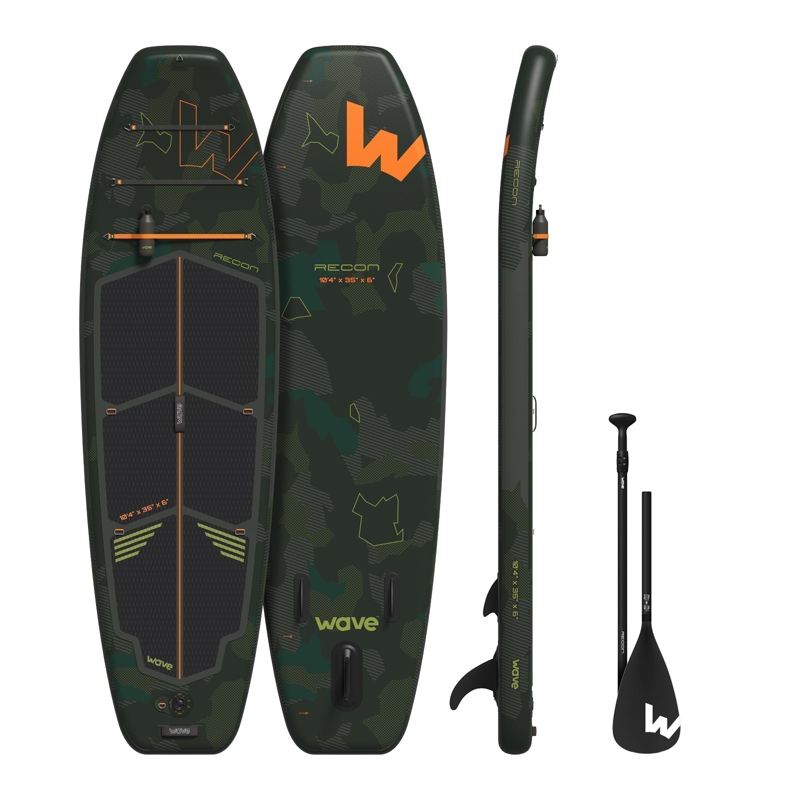 Recon SUP | Inflatable Paddleboard | 10'4ft Paddleboards Wave Sups Dark Green 10'4 | 315x89x15cm data-contona-source