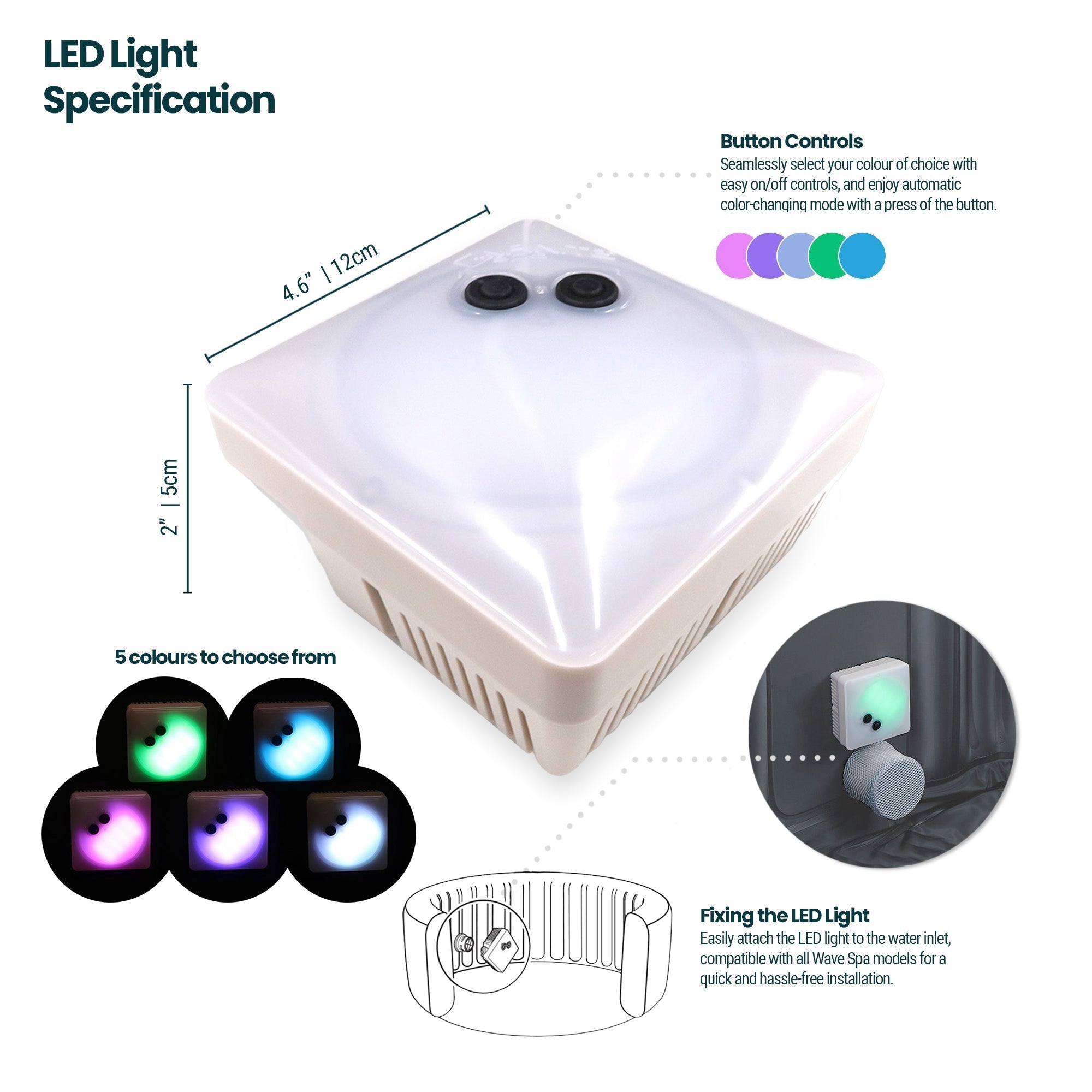 Submersible LED Hot Tub Light Hot Tub Accessories Wave Spas UK