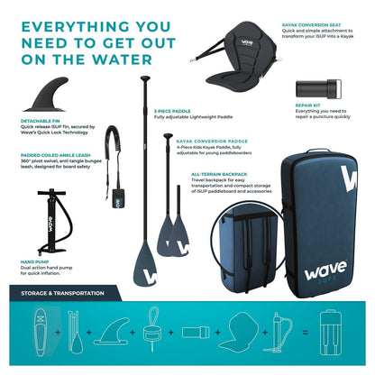 Wildcat SUP & Kayak | Inflatable Stand-Up Paddleboard | Kids SUP Package | 8.6ft Paddleboards Wave Sups