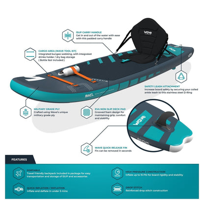 Wildcat SUP & Kayak | Inflatable Stand-Up Paddleboard | Kids SUP Package | 8.6ft Paddleboards Wave Sups