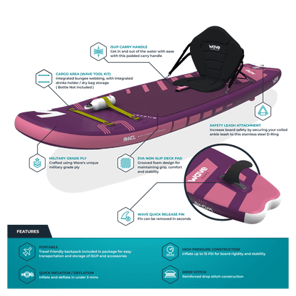 Wildcat SUP & Kayak | Inflatable Stand-Up Paddleboard | Kids SUP Package | 8.6ft Paddleboards Wave Sups