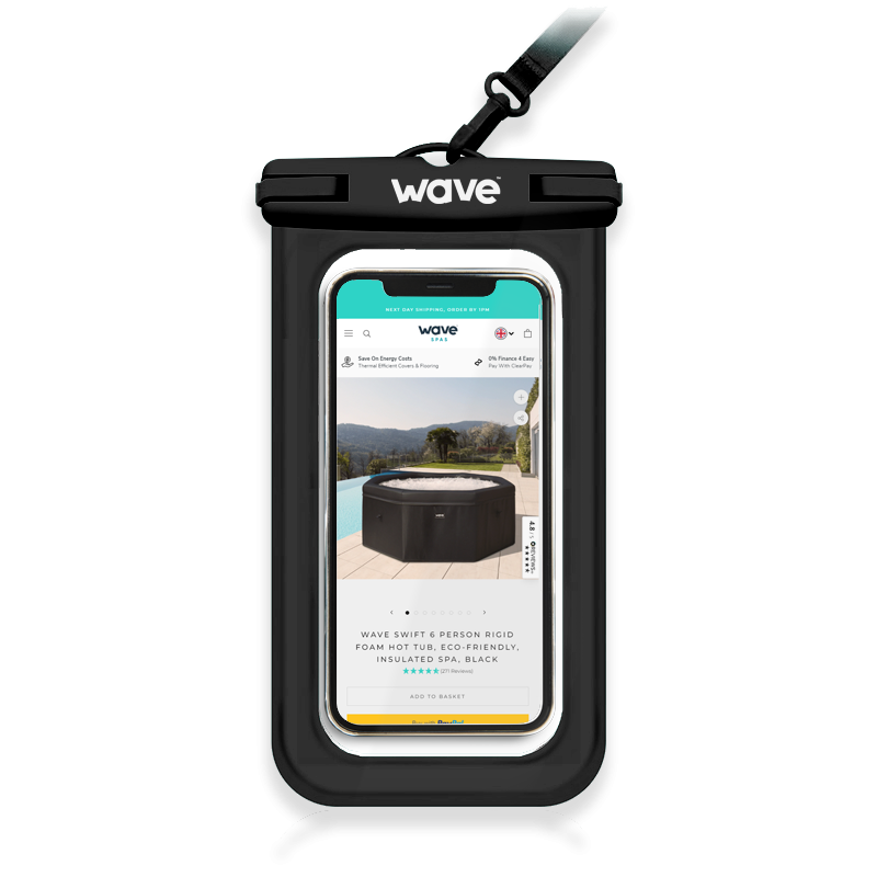 Wave Phone Case Black | Universal Waterproof Mobile Phone Cover - Wave Spas Inflatable, foam Hot Tubs